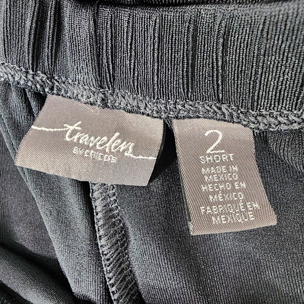 Chicos Travelers Womens Pants Straight L Short Black Slinky Knit Pull On Stretch - Picture 6 of 8